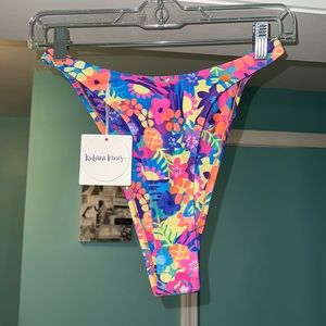 Kulani Kini’s Retro Y Thong High Leg Vintage Bikini Bottom - Rainbow Jungle